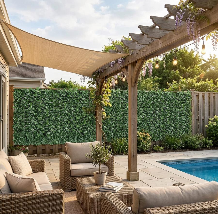 ECOOPTS Expandable Artificial Laurel Fence Screen